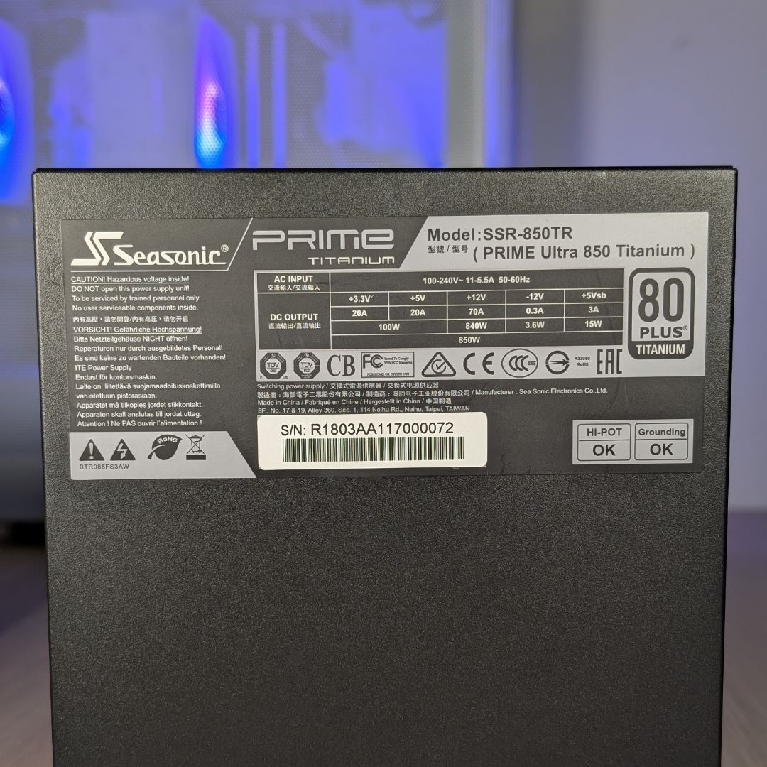 850W 80+Titanium Power Supply | Seasonic Prime Titanium
