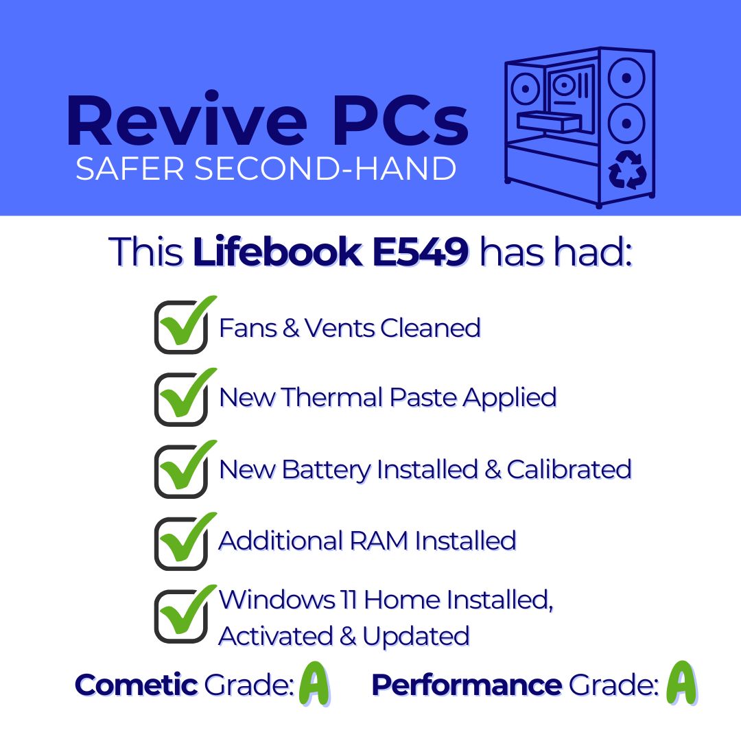 Fujitsu Lifebook E549 | i5-8265U / 16GB RAM / 250GB SSD / NEW BATTERY + Dock Included!